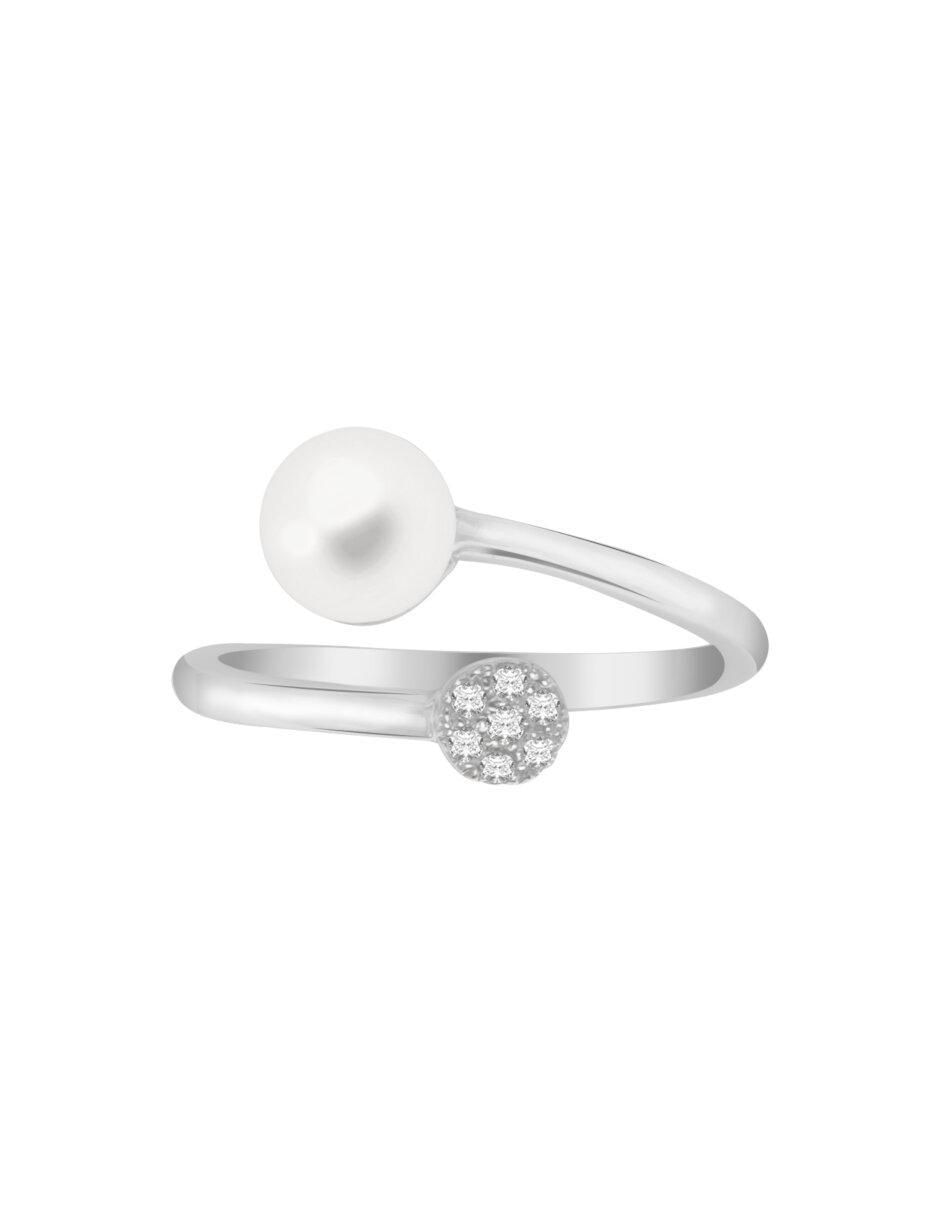 Anillo Perl 14 k de oro diamante y perla brillante Anillo Perl 14 k de oro diamante y perla brillante