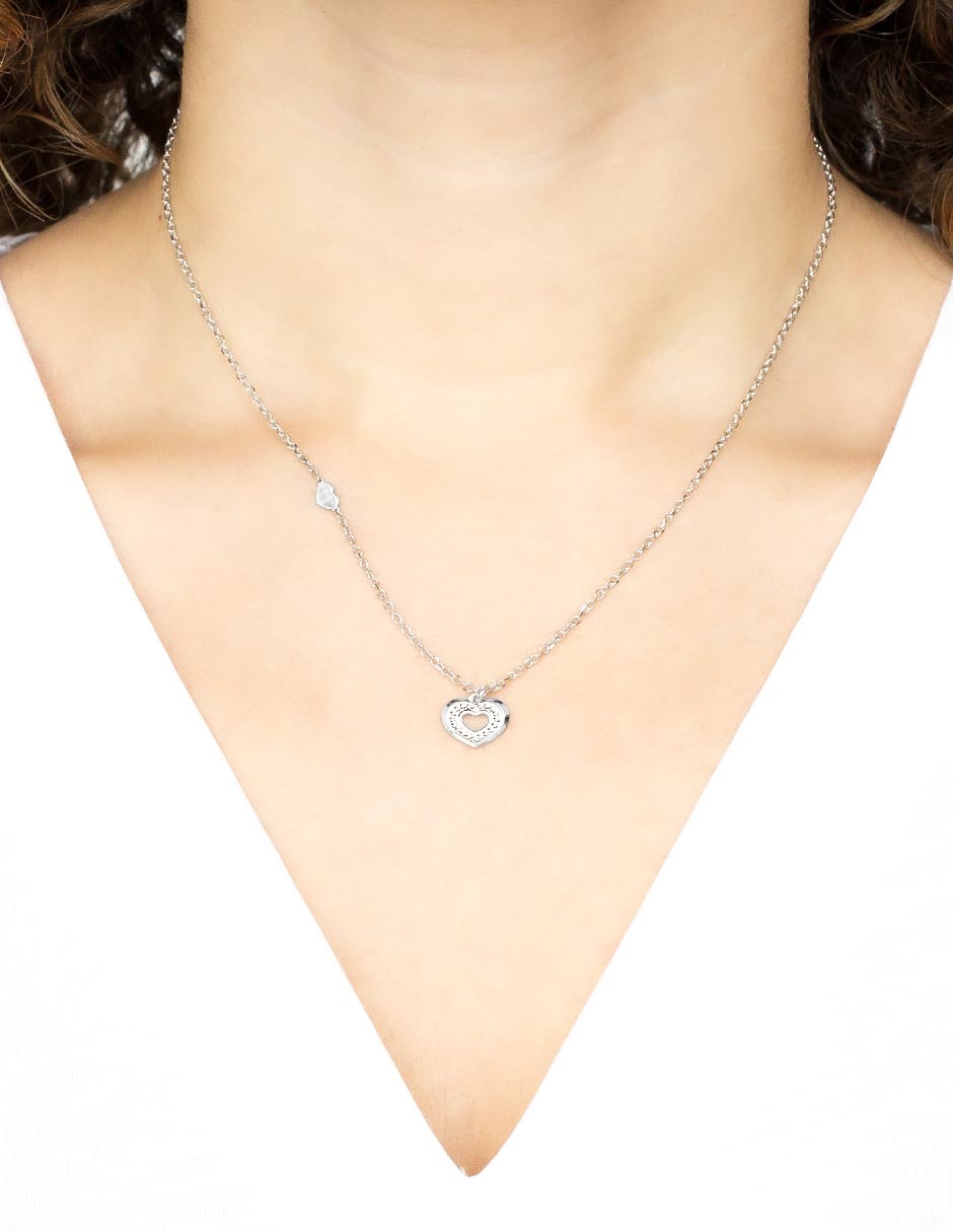 Collar con dije de corazón de plata P 925 3