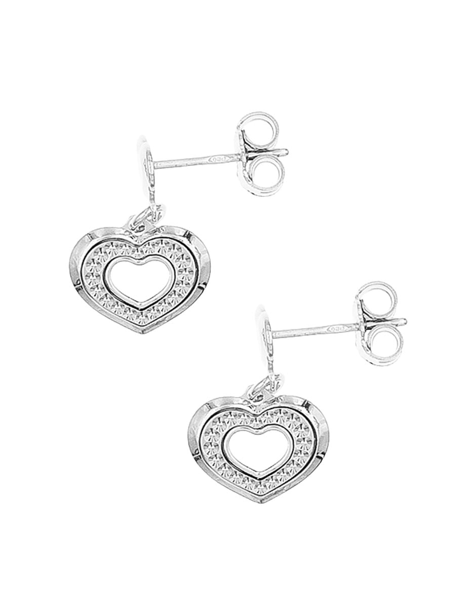 Arete corto de corazón de plata P925 con acabado brillante 2