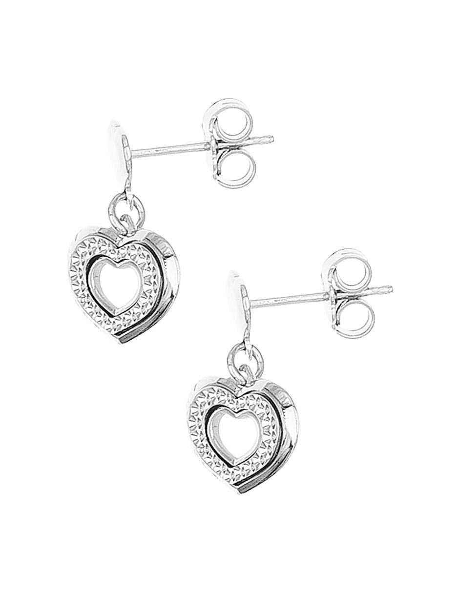 Arete corto de corazón de plata P925 con acabado brillante 3