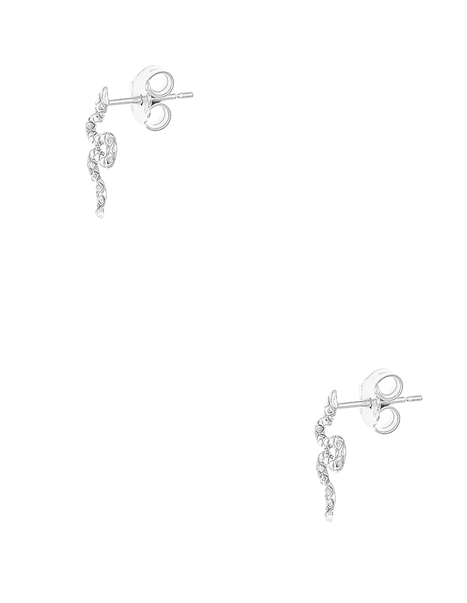 Aretes cortos de serpiente de plata P 925 con acabado baño rodio 3