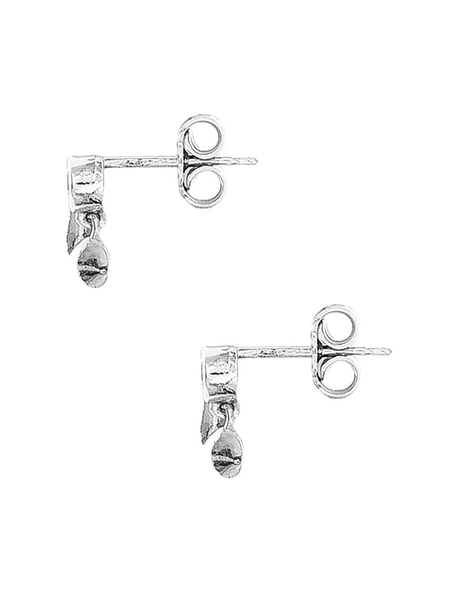 Aretes cortos de corazón de plata P 925 con acabado baño de rodio circonita 3