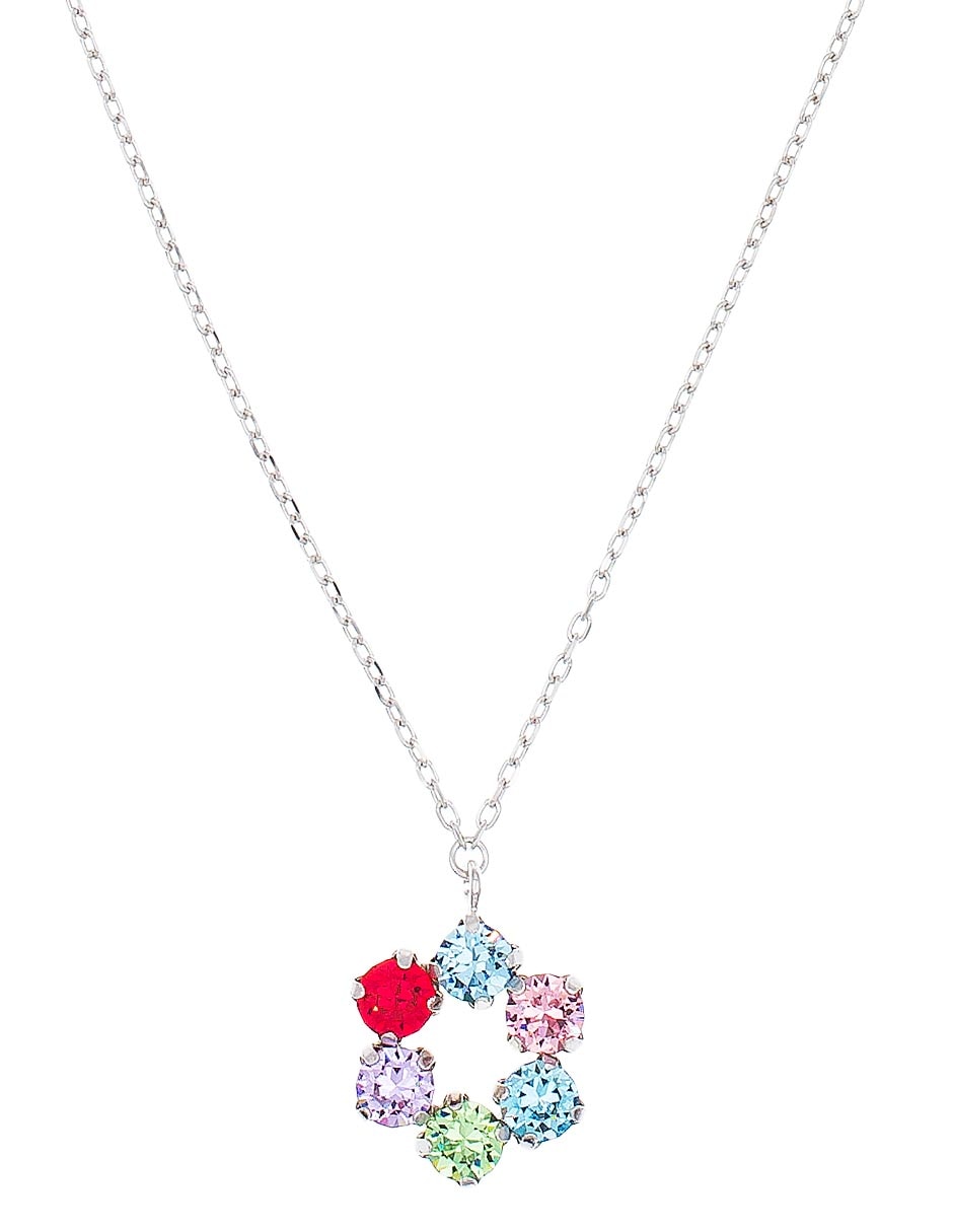 Collar con dije de flor de plata P 925