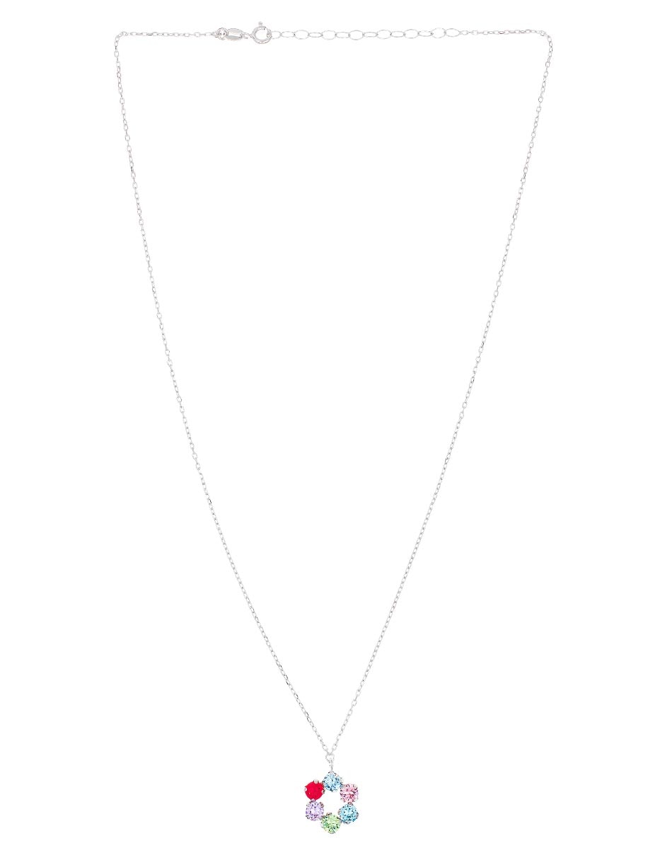 Collar con dije de flor de plata P 925 2