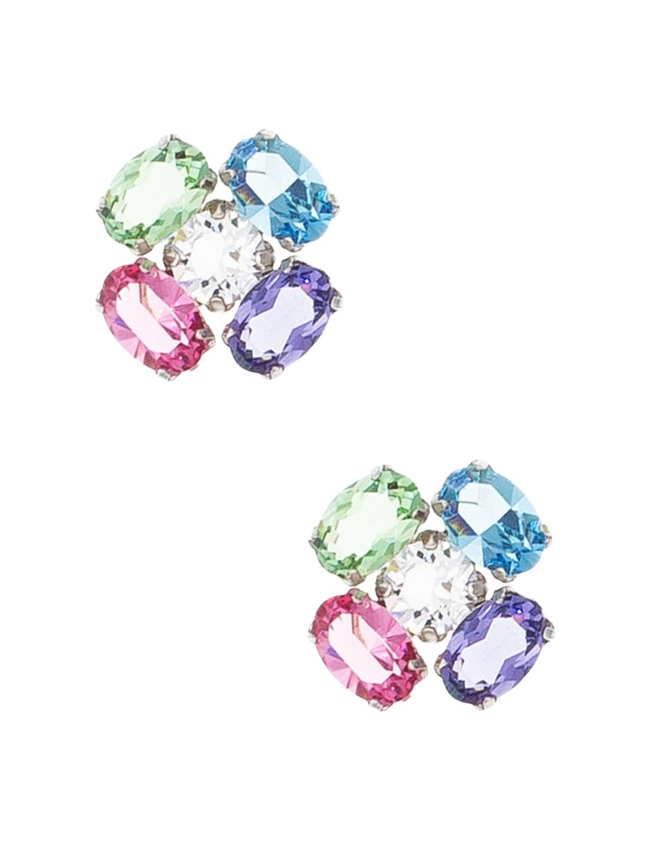 Aretes cortos de plata P 925 con acabado brillante cristal