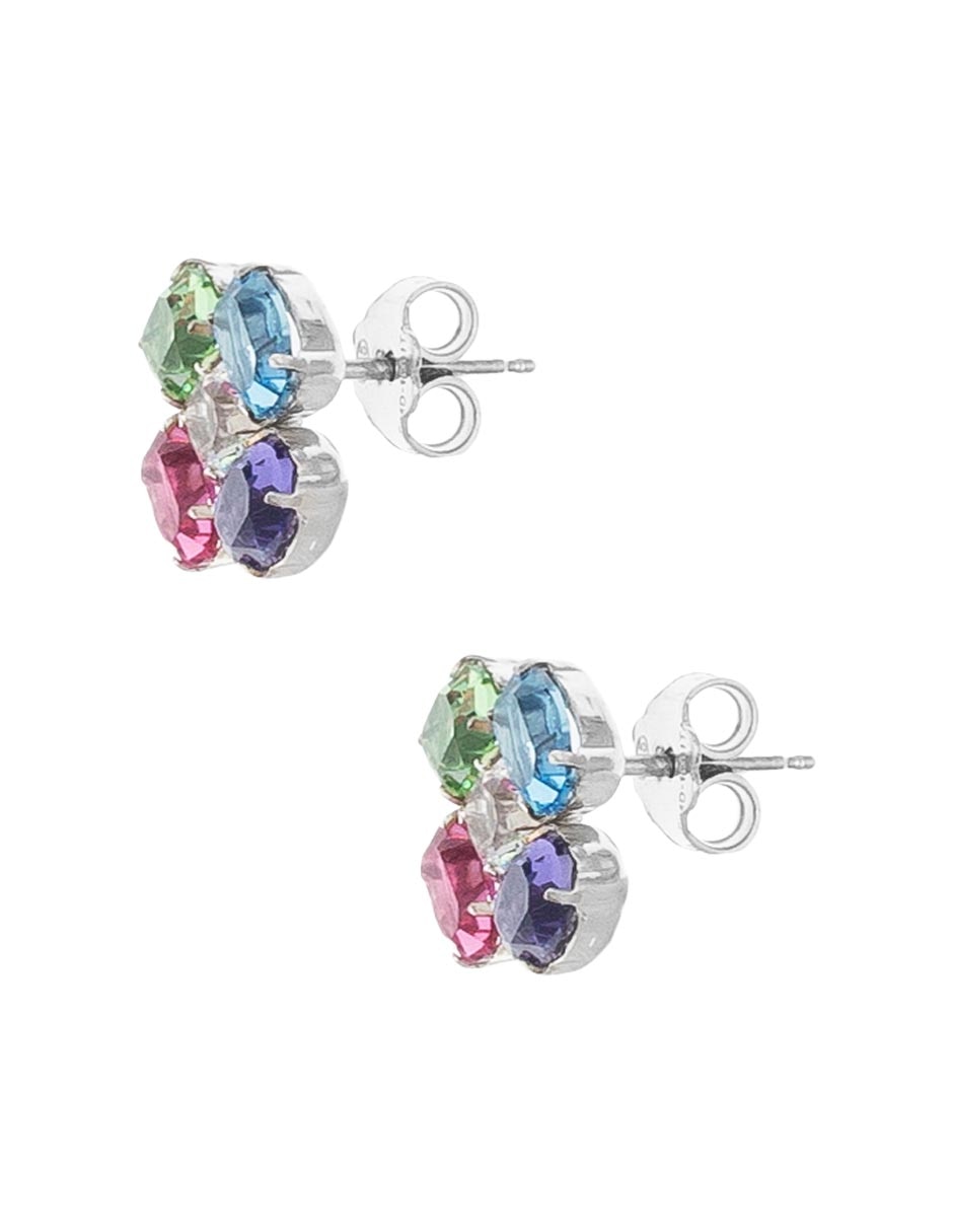 Aretes cortos de plata P 925 con acabado brillante cristal 3