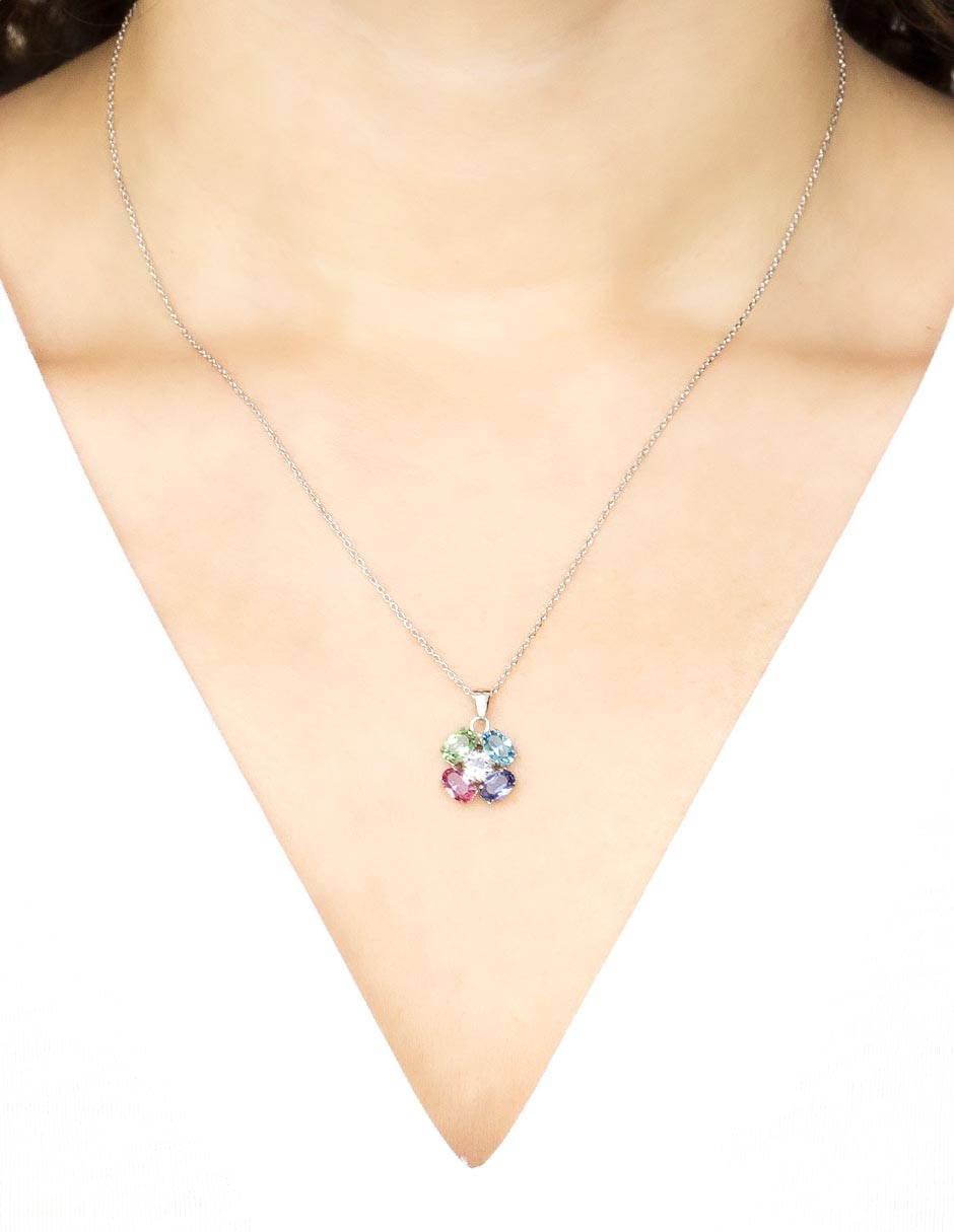 Collar con dije de flor de plata P 925 3