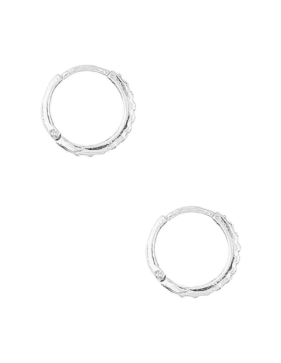 Huggies circulares de plata P 925 con acabado brillante circonita
