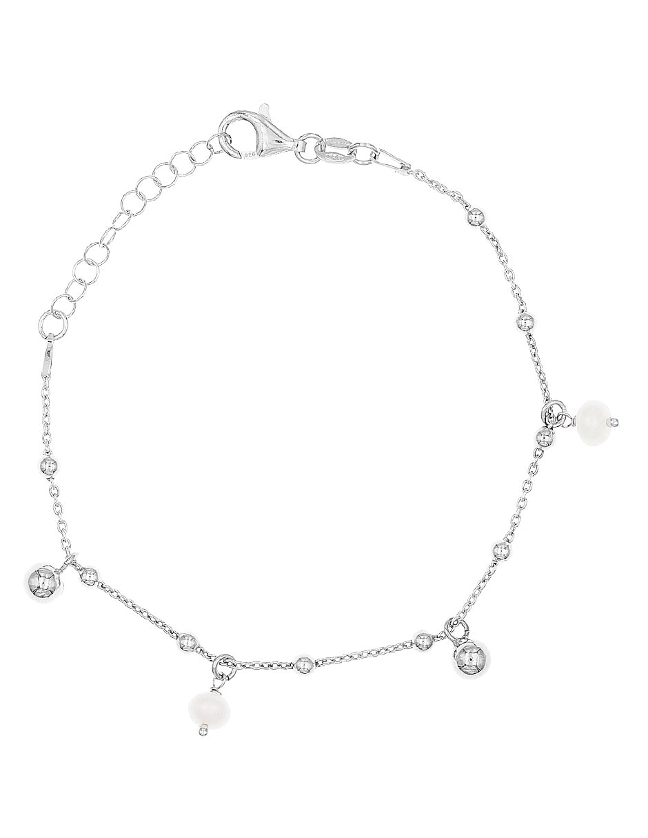 Pulsera de plata P 925 con acabado baño rodio