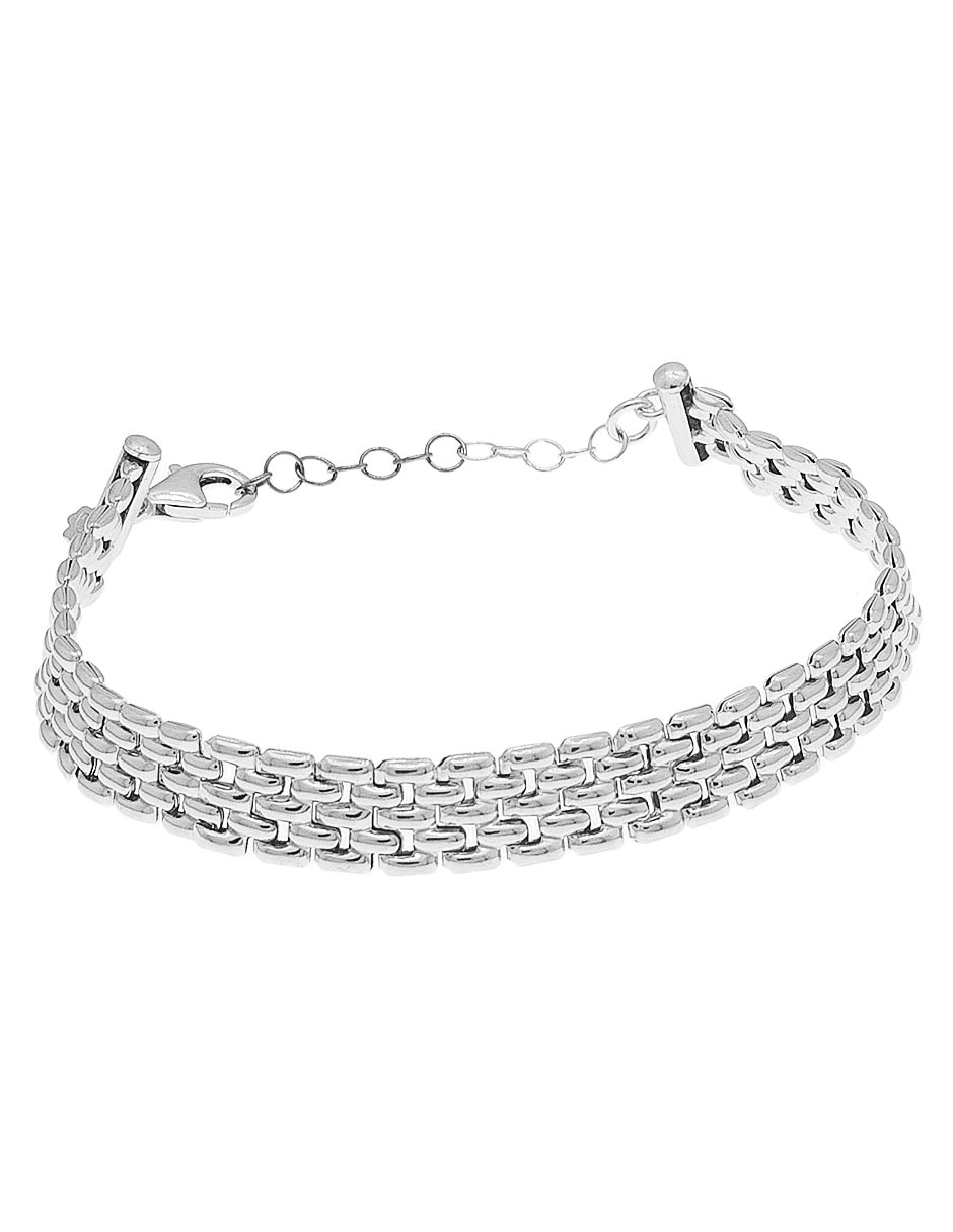 Brazalete de plata P 925 con acabado baño rodio