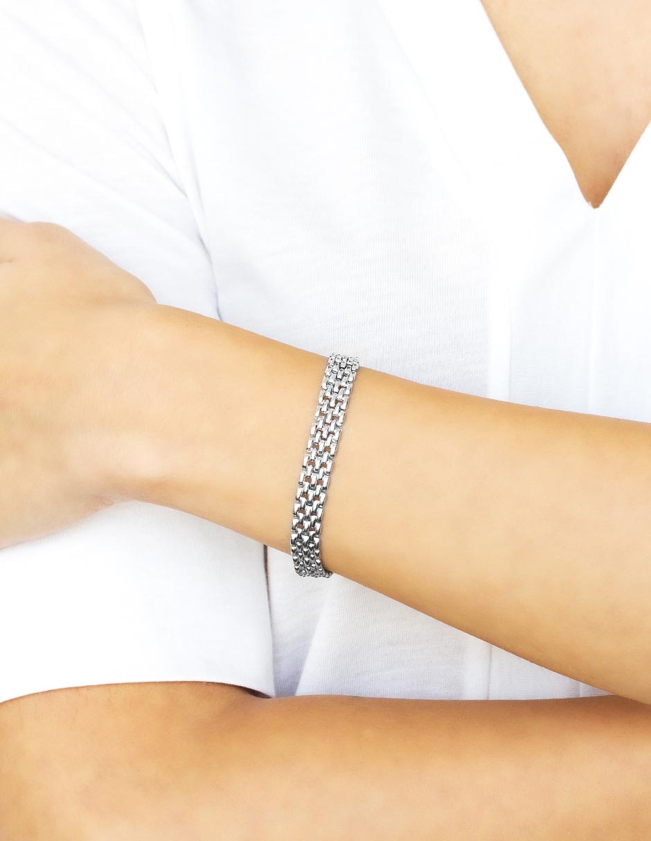 Brazalete de plata P 925 con acabado baño rodio 3