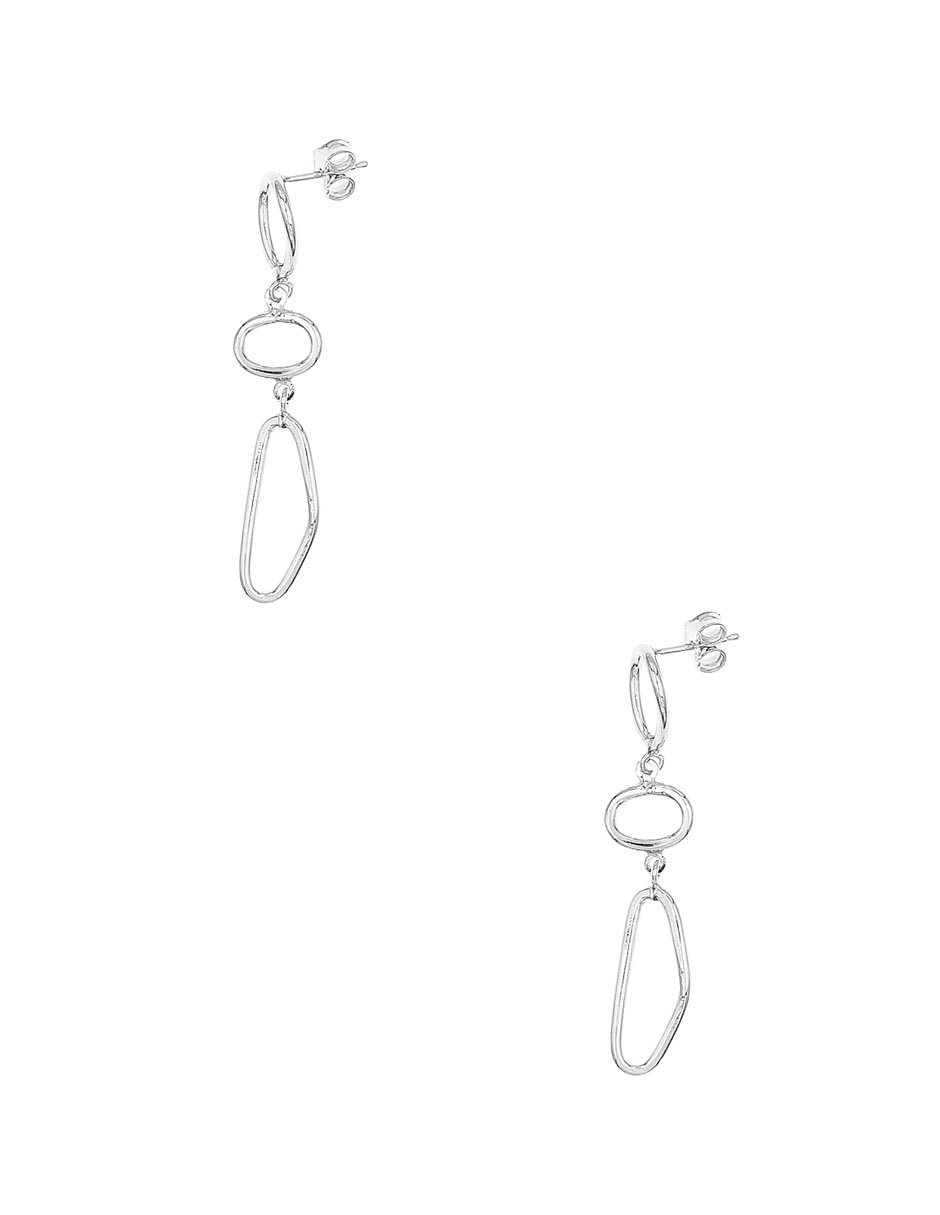 Aretes largos de plata P 925 con acabado baño rodio 2