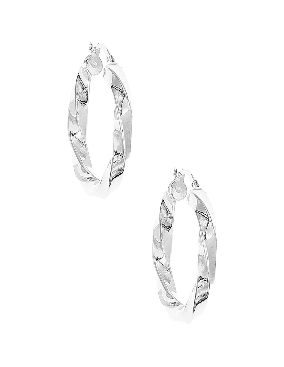 Aretes cortos de plata P 925 con acabado baño rodio 3