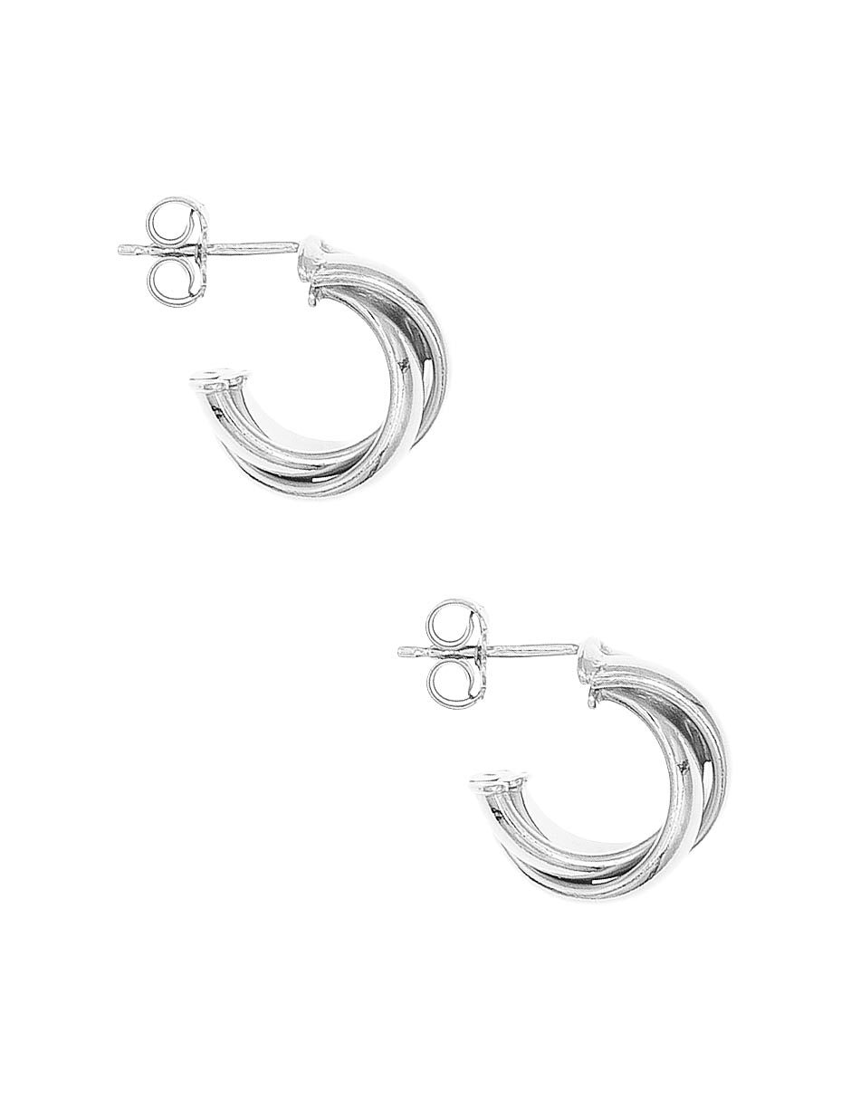 Aretes cortos circular de plata P 925 con acabado brillante 2