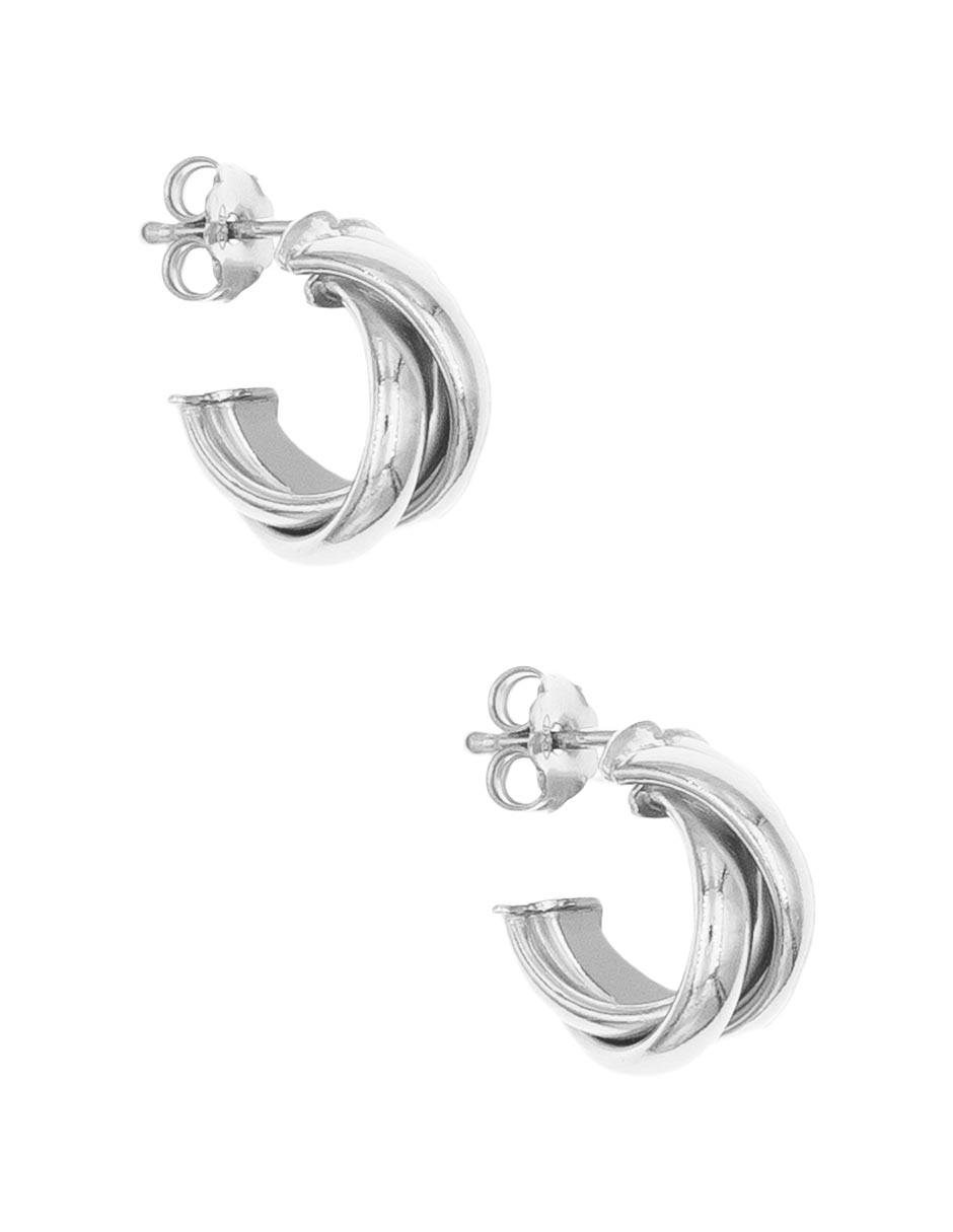 Aretes cortos circular de plata P 925 con acabado brillante 3