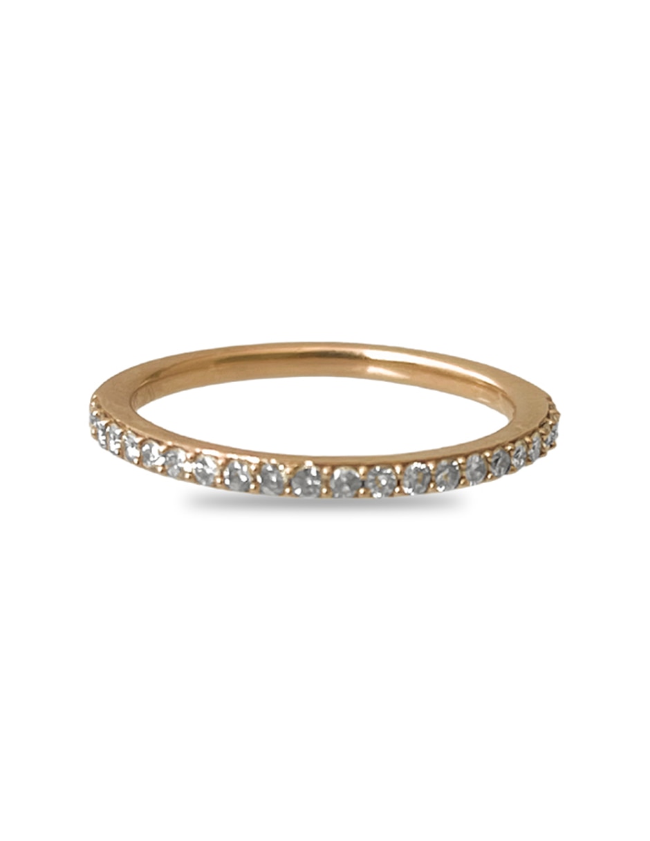 Anillo circular 14 k de oro amarillo diamante pavé