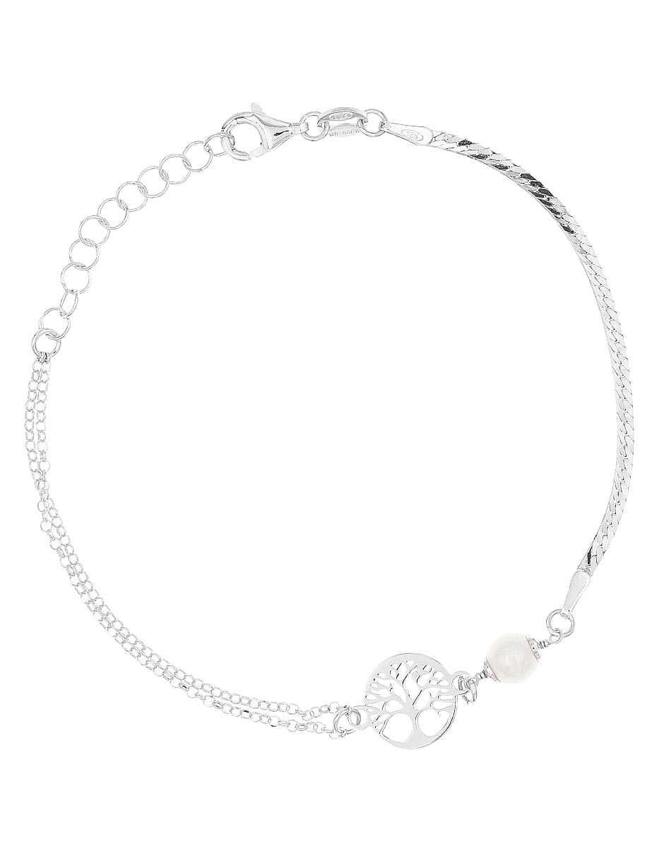 Pulsera de plata P 925 con acabado baño de rodio