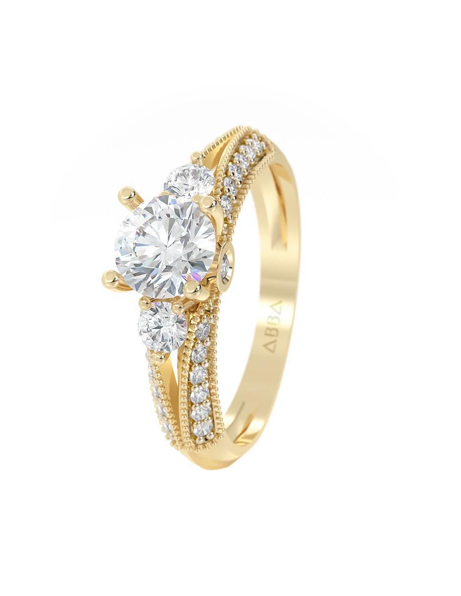 Anillo de compromiso "de" oro 10 k abba joyas sin familia zirconia
