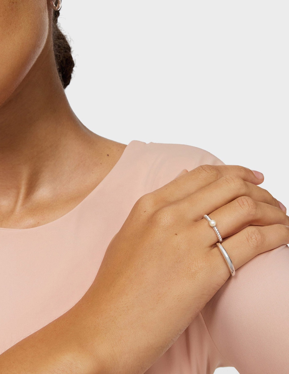 Anillo circular Tous Motivos P 925 de plata perla brillante 5