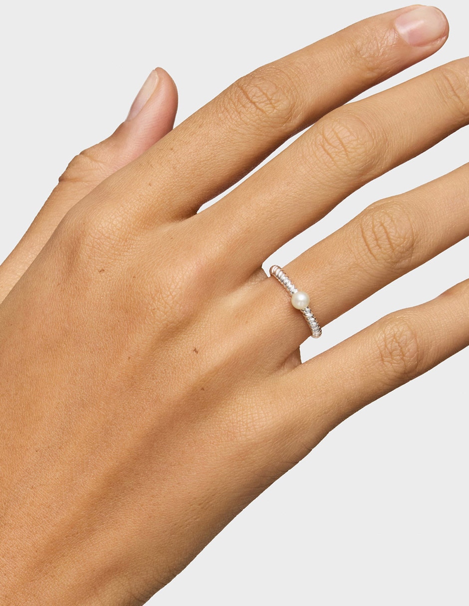 Anillo circular Tous Motivos P 925 de plata perla brillante 6