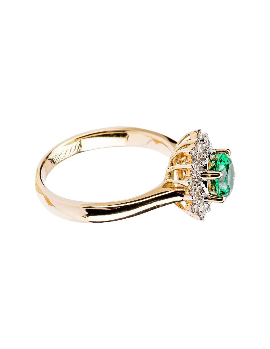 Anillo 14 k de oro esmeralda troquelado 4