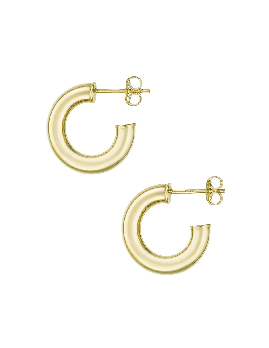 Aretes cortos de oro 14 k con acabado chapa de oro