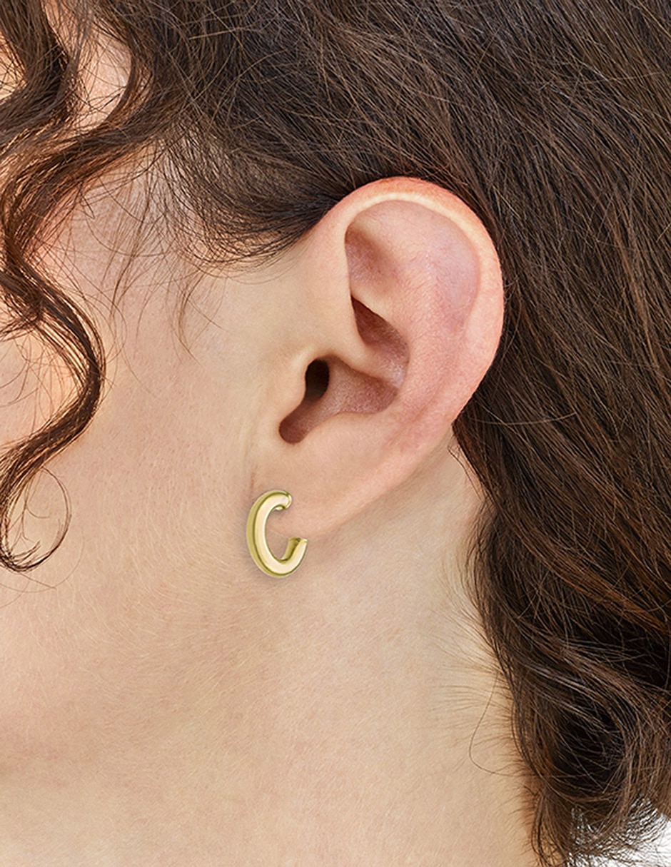 Aretes cortos de oro 14 k con acabado chapa de oro 3