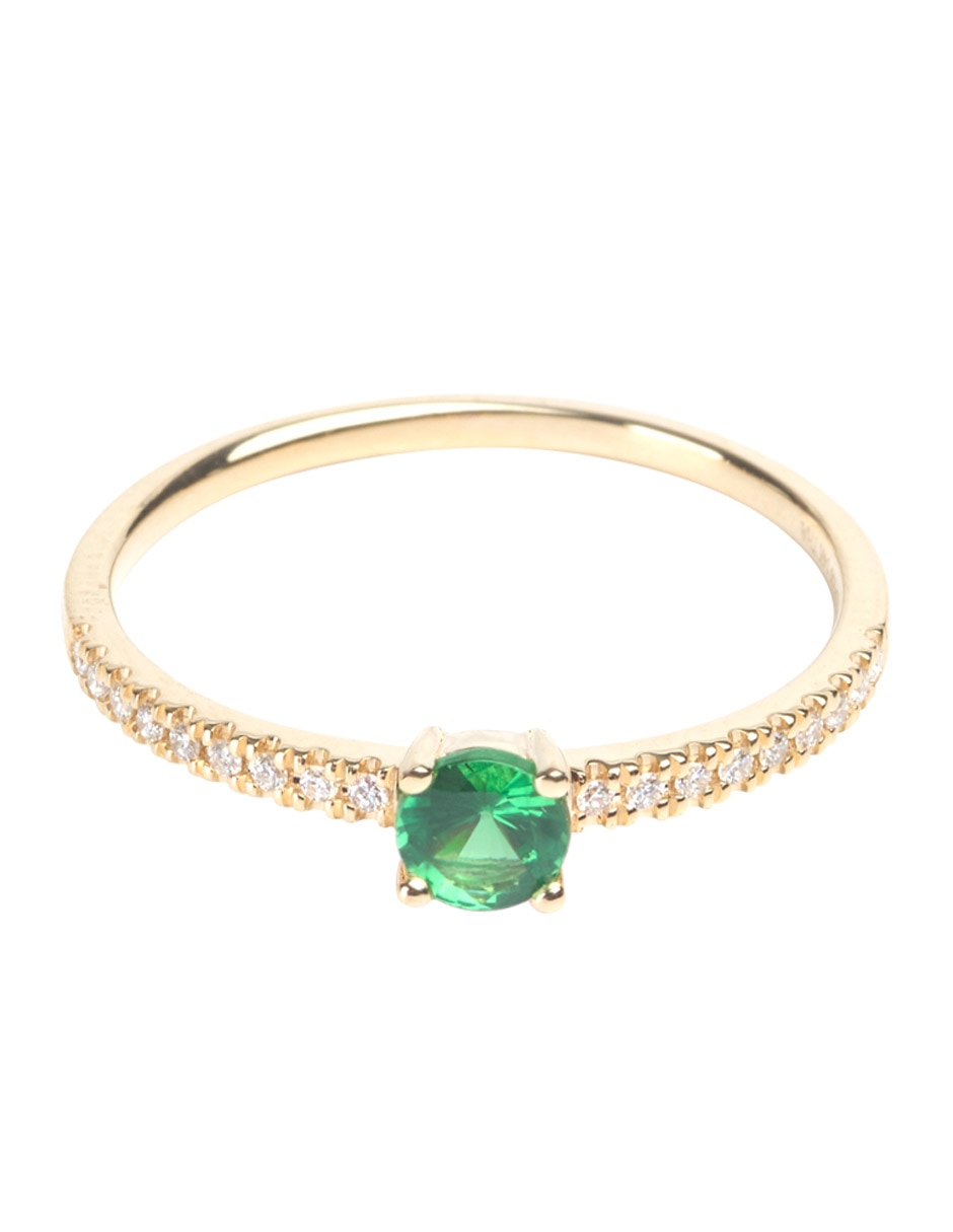 Anillo tsavorita con acabado baño de oro 14 k
