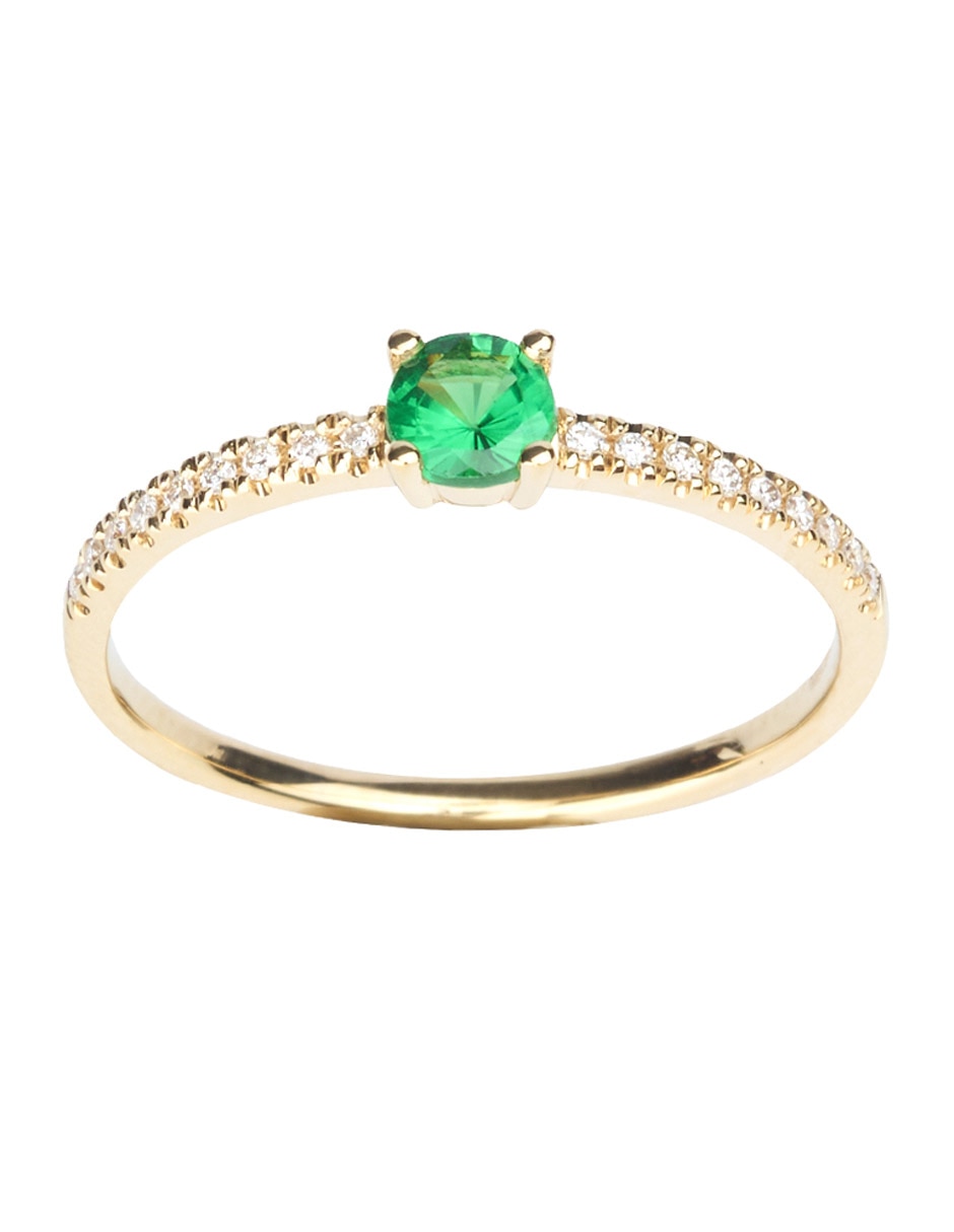 Anillo tsavorita con acabado baño de oro 14 k 2