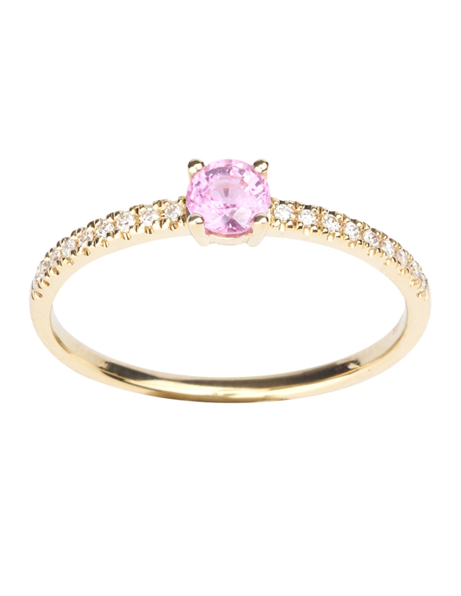 Anillo zafiro rosa con acabado baño de oro 14 k 2