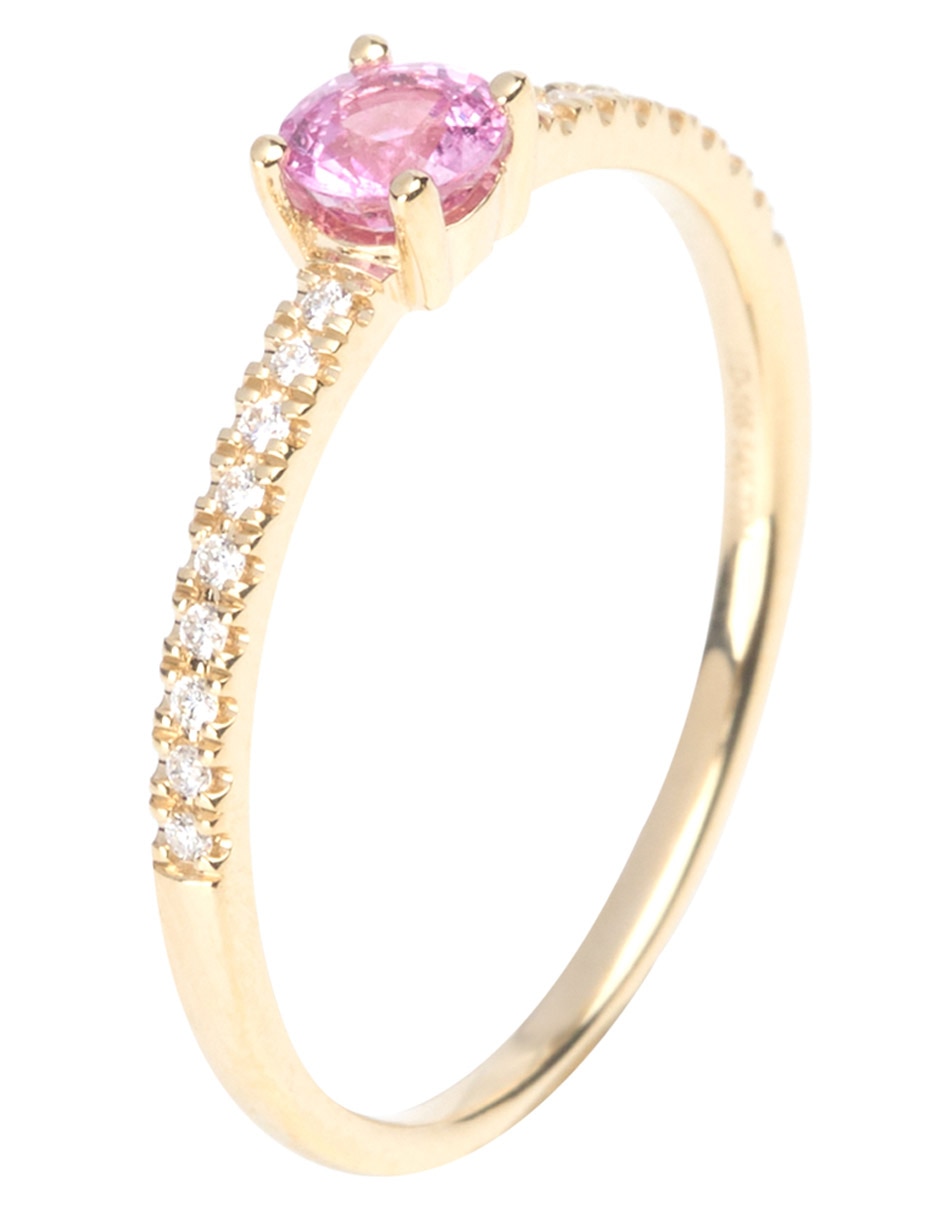 Anillo zafiro rosa con acabado baño de oro 14 k 3