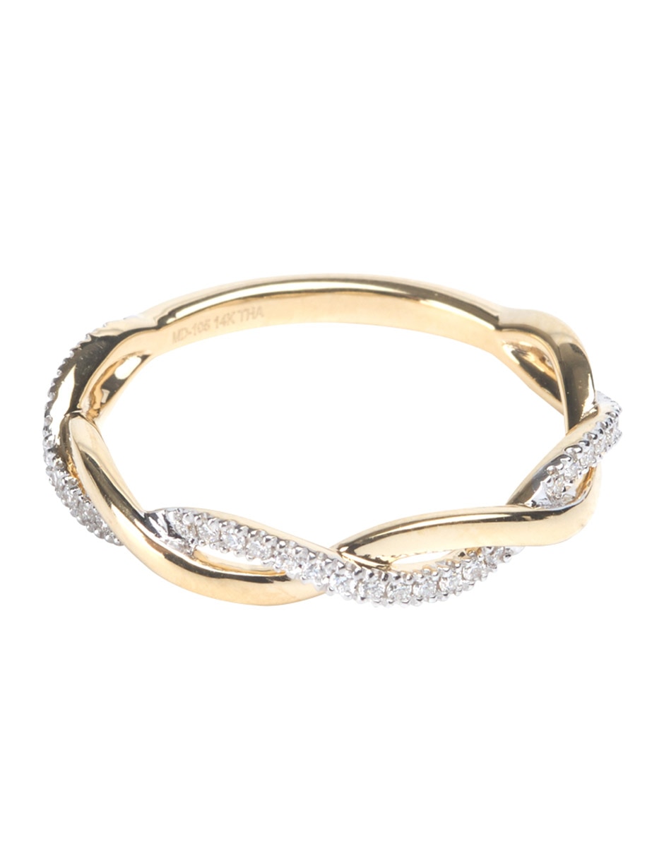Anillo circular 14 k de oro diamante