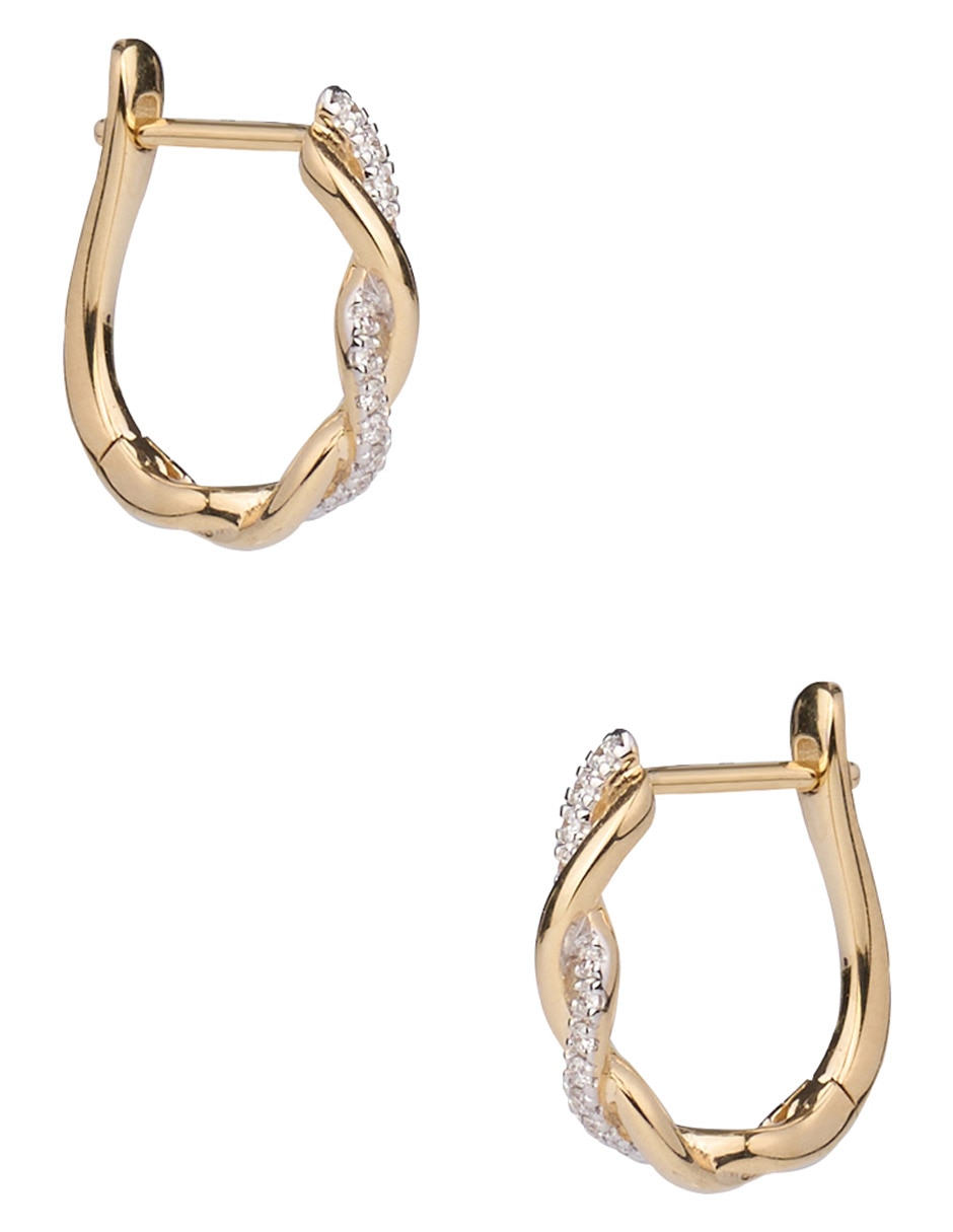 Aretes cortos de oro 14 K con acabado baño de oro zirconia 2