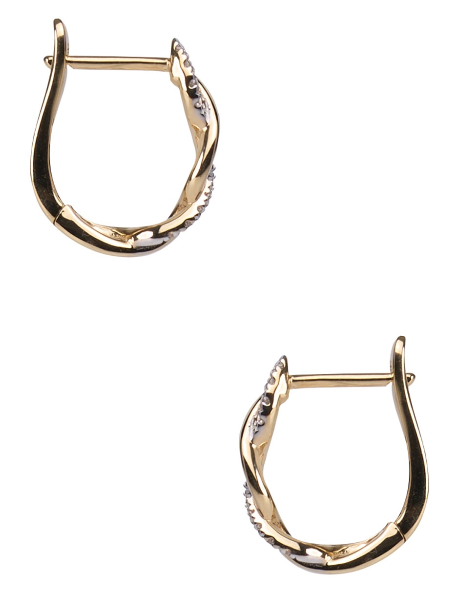 Aretes cortos de oro 14 K con acabado baño de oro zirconia 3