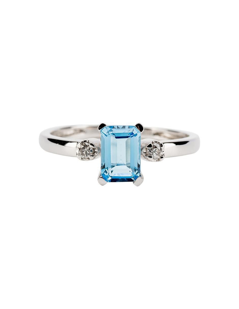 Anillo 14 k de oro topacio y diamante troquelado