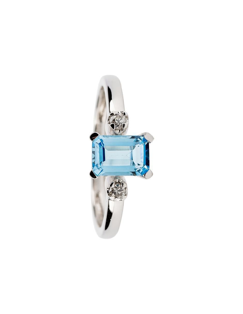 Anillo 14 k de oro topacio y diamante troquelado 2