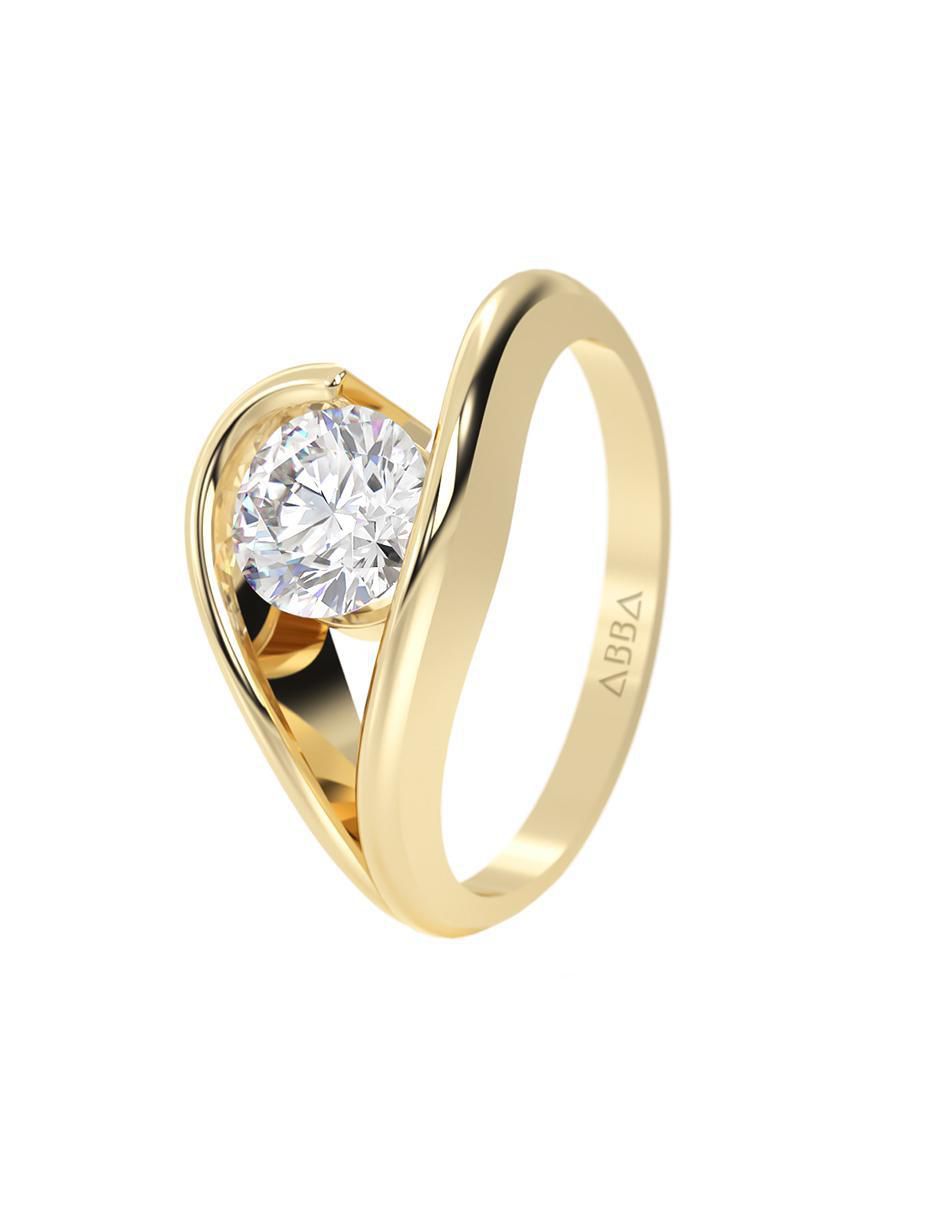 Anillo de compromiso "de" oro 10 k abba joyas sin familia zirconia