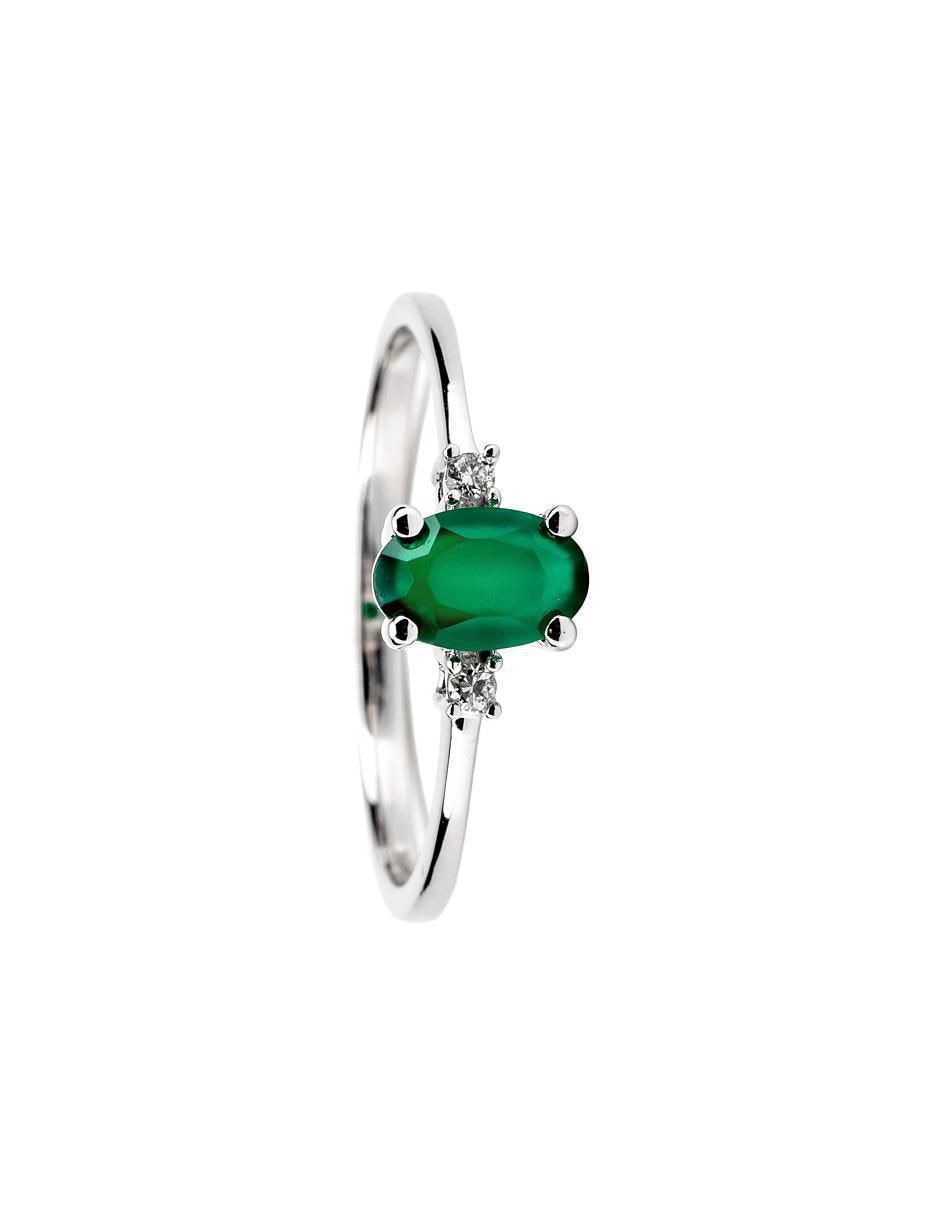 Anillo 14 k de oro esmeralda y diamante troquelado 2