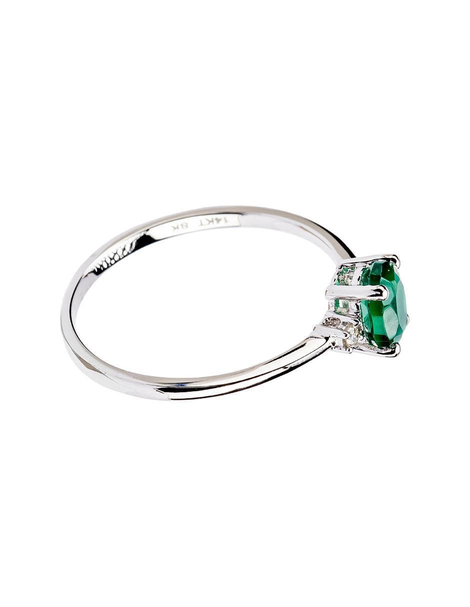 Anillo 14 k de oro esmeralda y diamante troquelado 3
