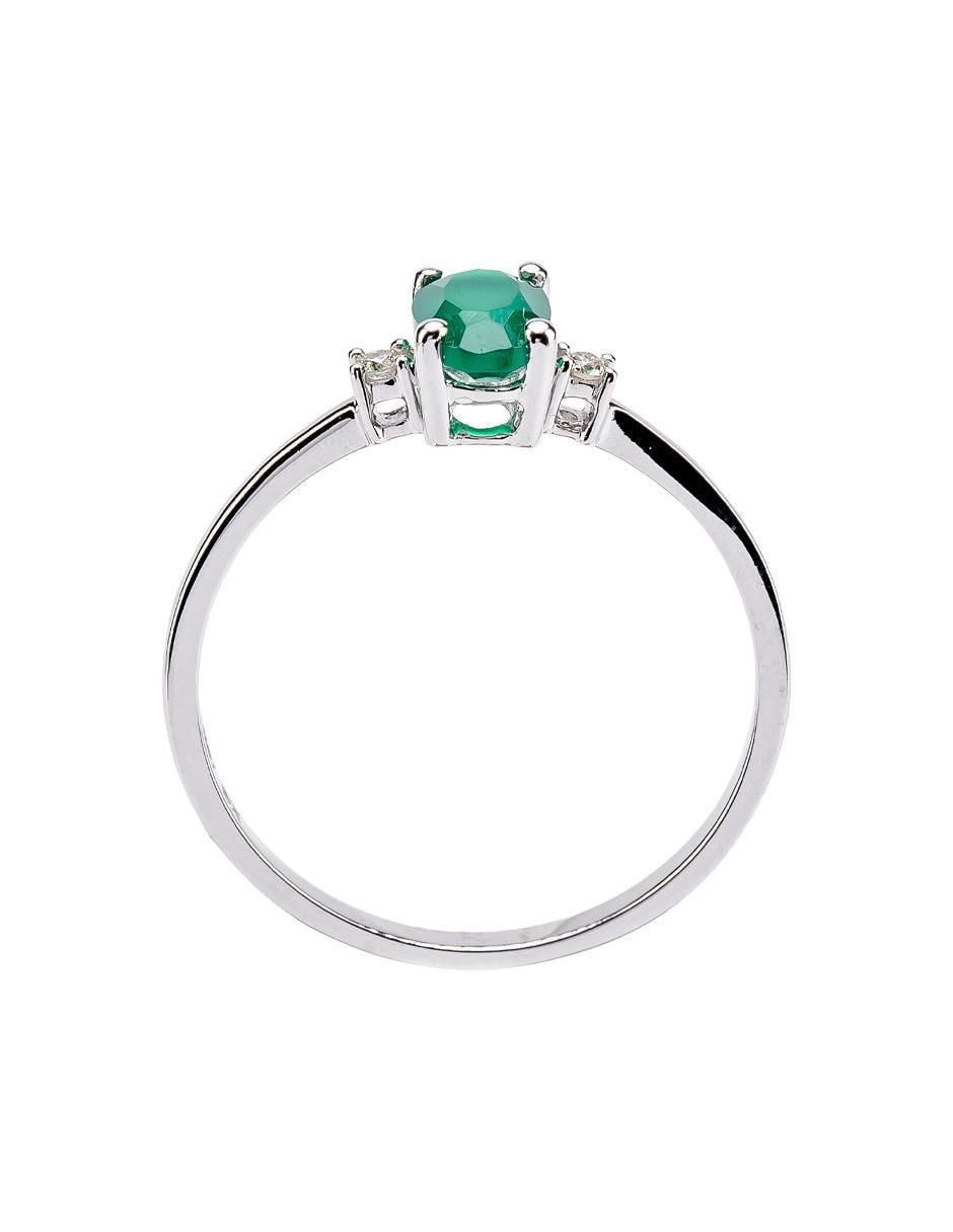 Anillo 14 k de oro esmeralda y diamante troquelado 5