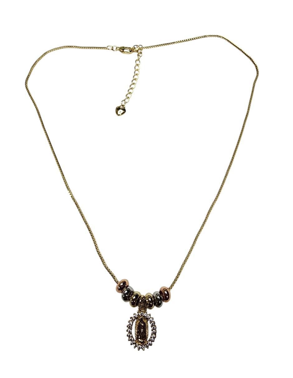 Collar con dije Virgen de Guadalupe de oro laminado 14 K 2