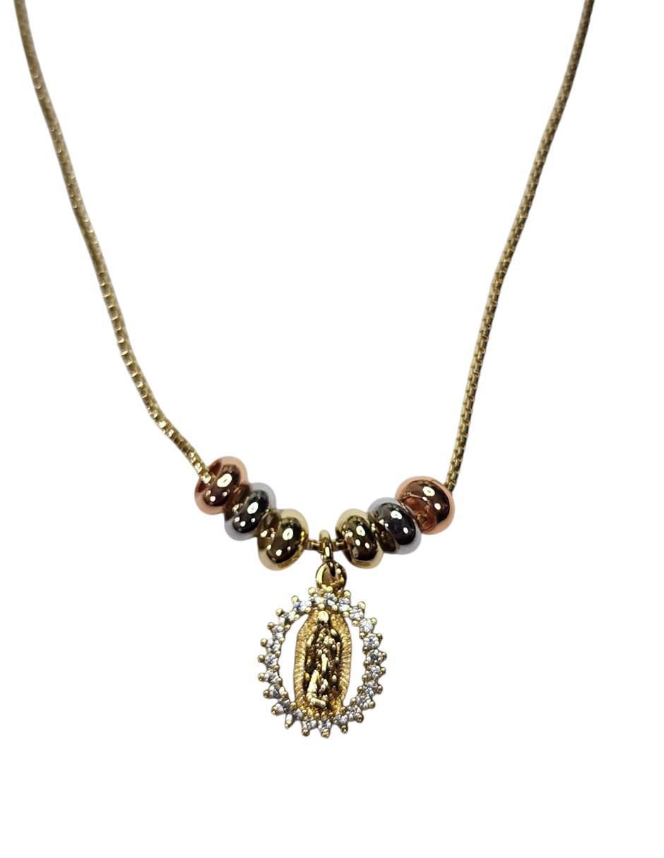 Collar con dije Virgen de Guadalupe de oro laminado 14 K 3