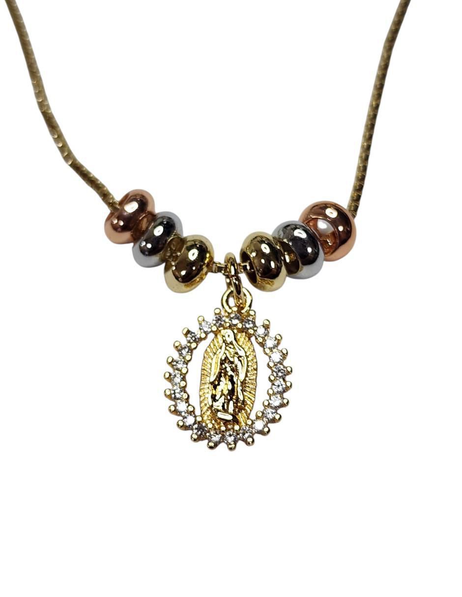 Collar con dije Virgen de Guadalupe de oro laminado 14 K 6