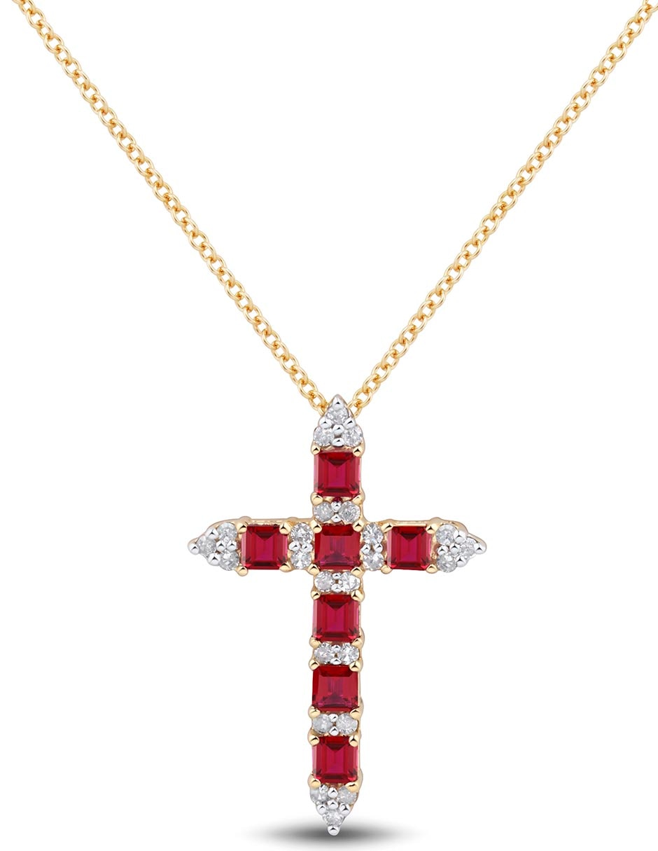 Collar con dije de cruz de oro 14 K