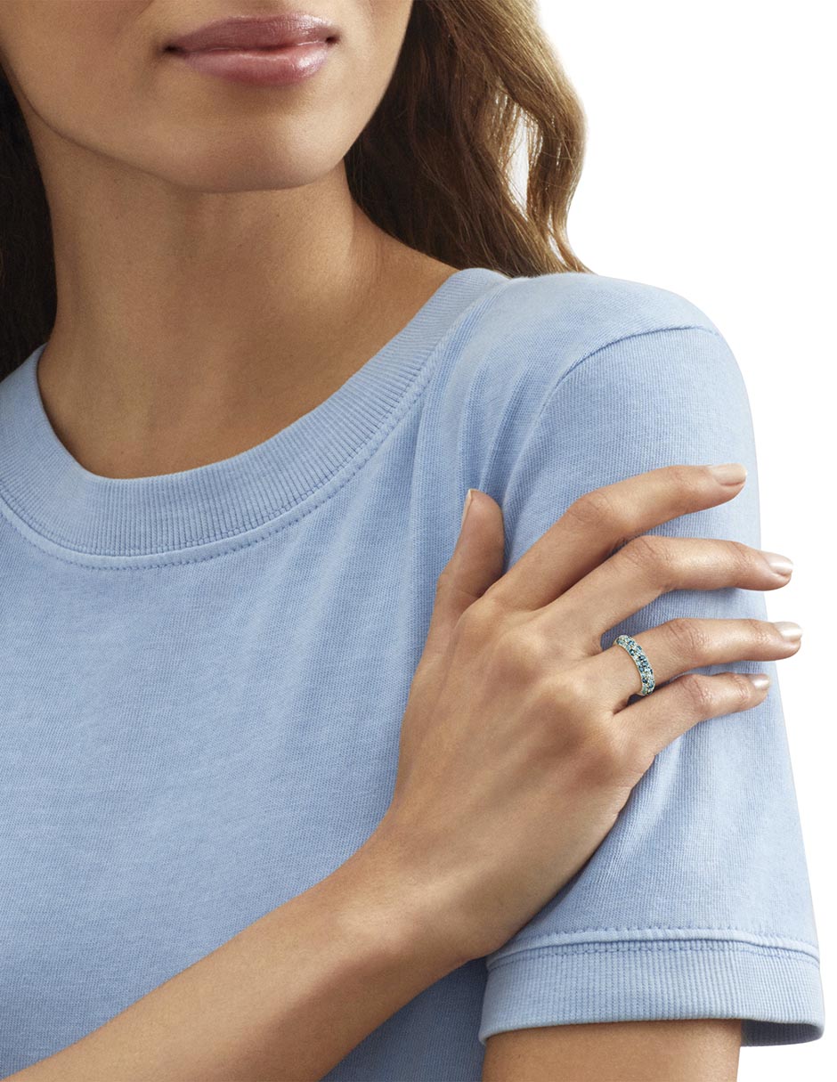 Anillo 14 k de oro topacio azul de londres brillante 5