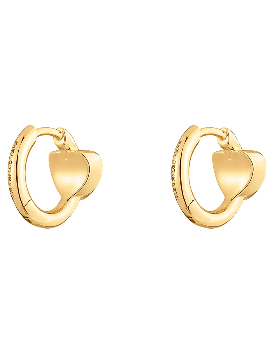 Huggies de corazón Lili Motives Lgd  de oro amarillo 14 k con acabado brillante 3