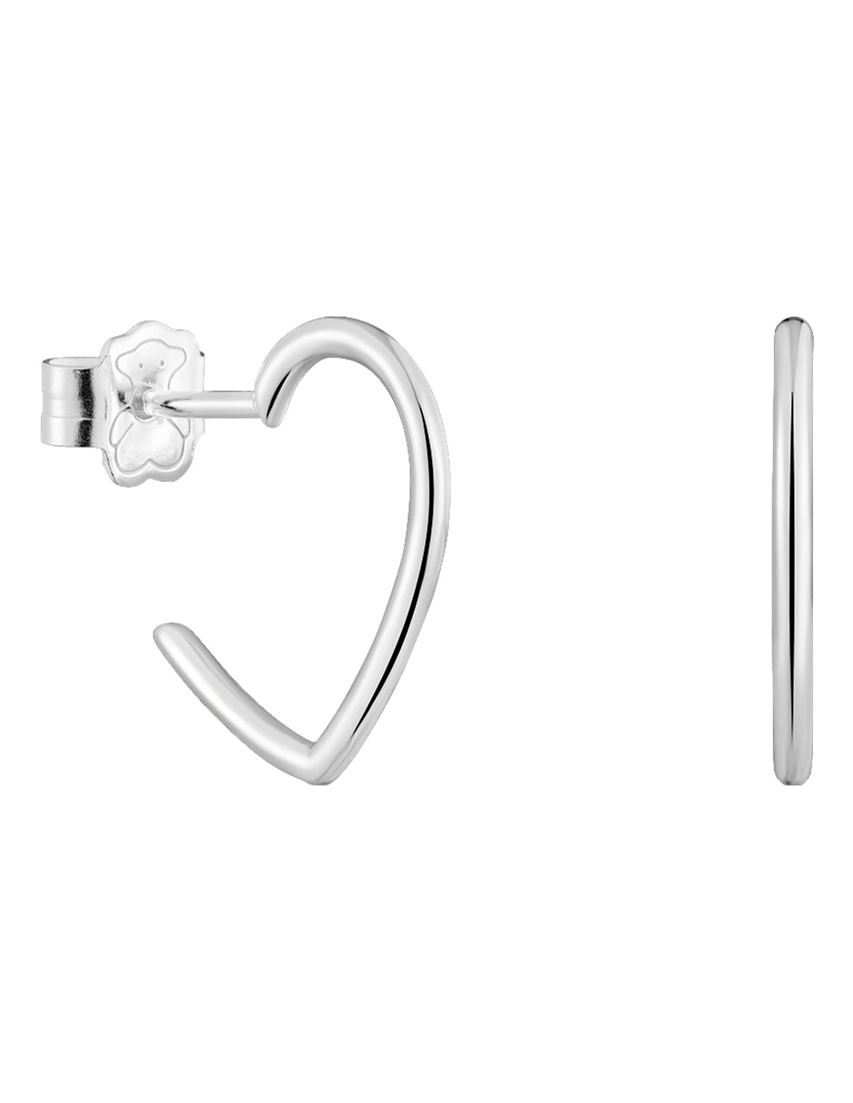 Aros de corazón New silueta de plata p 925 con acabado brillante