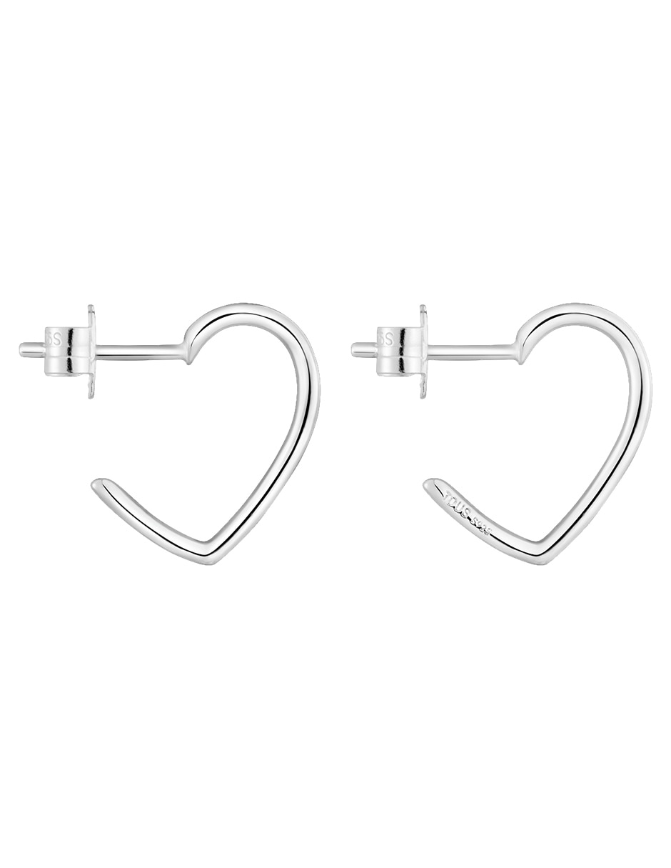 Aros de corazón New silueta de plata p 925 con acabado brillante 2