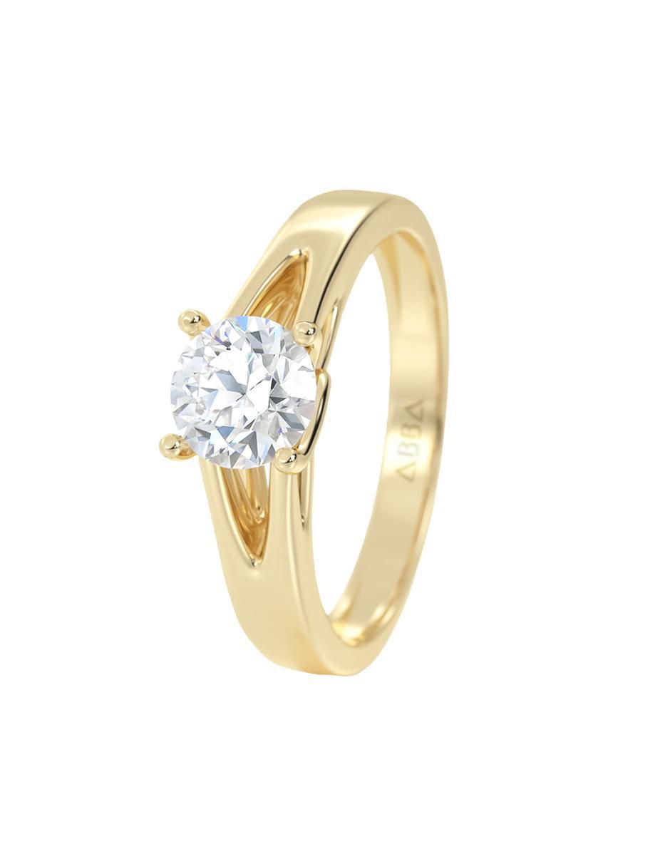 Anillo de compromiso "de" oro 10 k abba joyas sin familia zirconia