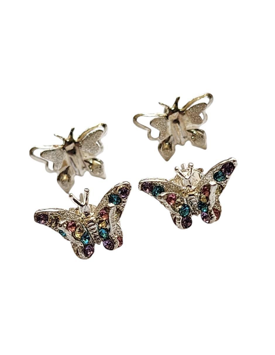 Set de aretes de mariposa Insectos de plata P925 con acabado brillante zirconia 3
